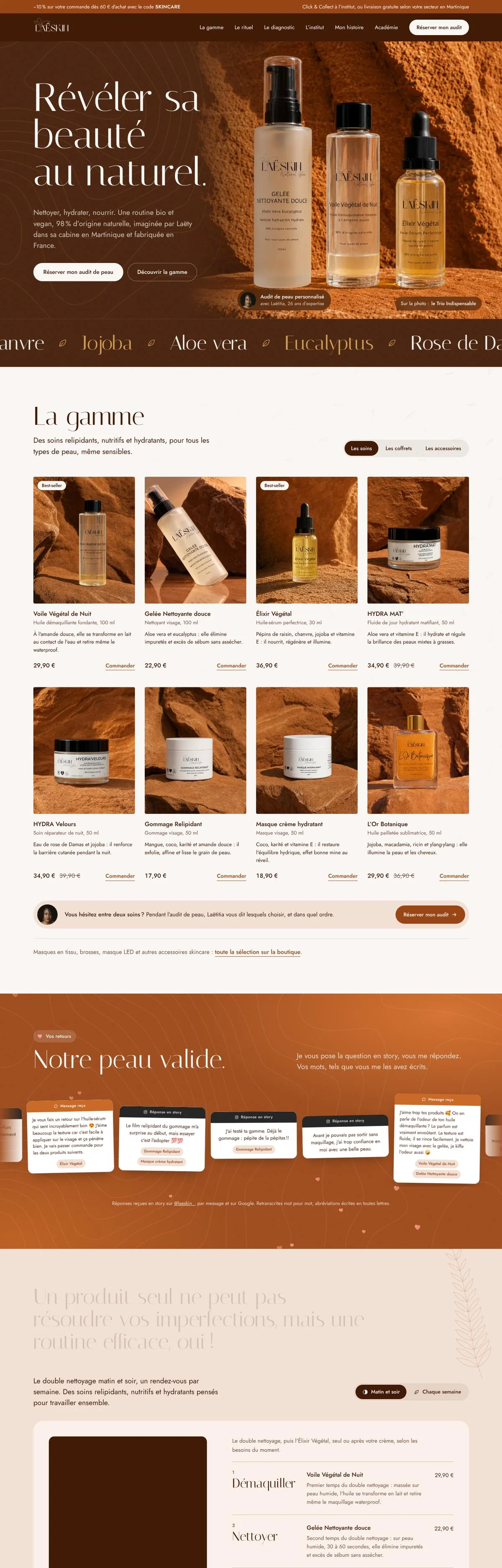 LaëSkin website, desktop